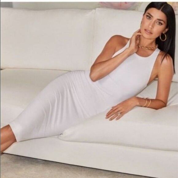 Good American White Ribbed Bodycon Midi Dress 1 - Picture 1 of 7